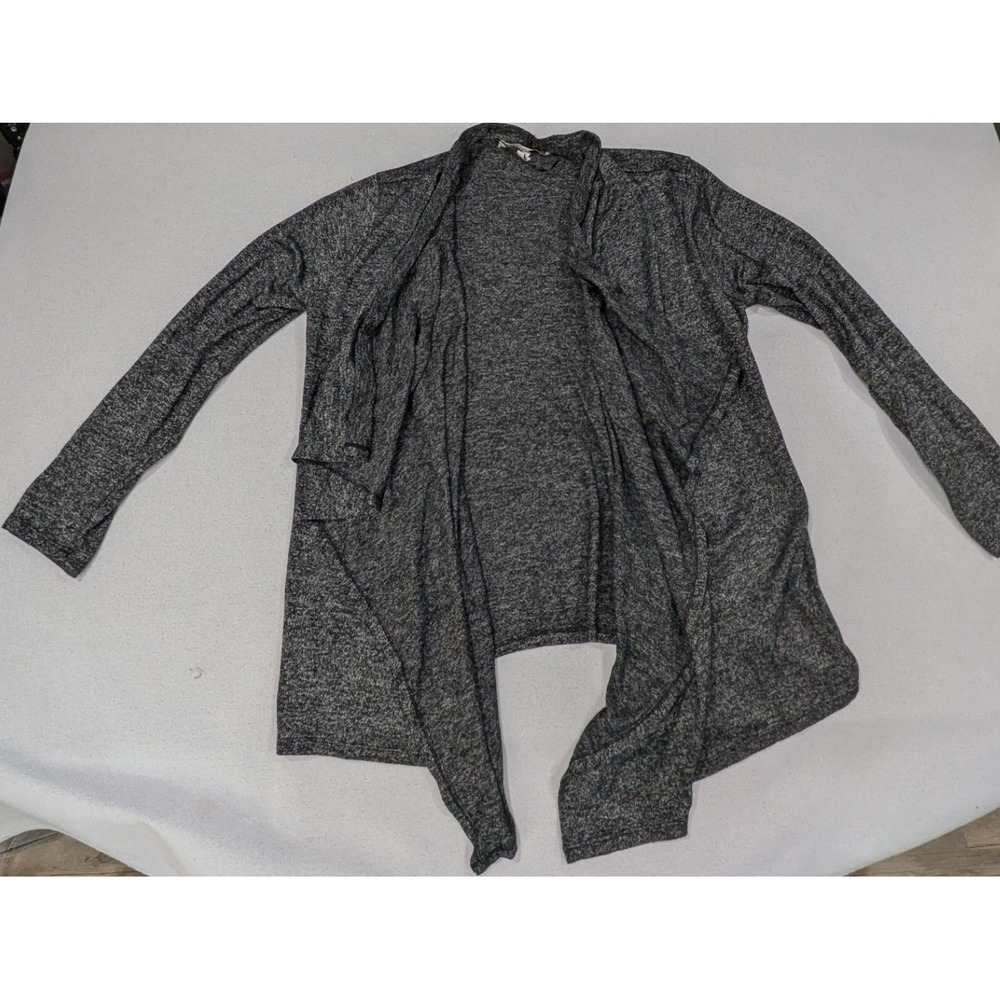 Daisy Fuentes Cardigan Women Large Grey Excellent Draped Open Front Marled Knit
